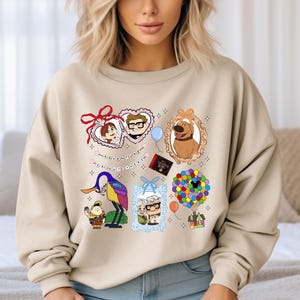 Retro Coquette Bow Disney Pixar Up Sweatshirt, Disney Adventure Sweatshirt, Carl & Ellie Sweatshirt, Disneyland Matching, Disney Family Trip