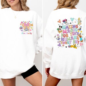 Comfort Colors® Custom Name Disney Teacher Hoodie, Personalized Minnie Teacher Sweatshirt, Magic Kingdom, Teacher Gift, Disney School Hoodie