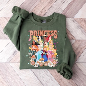 Disney Princess Characters Flower Sweatshirt, Floral Disney Princess Group Sweatshirt, Disney Family Trip, Magic Kingdom, Disney Vacation