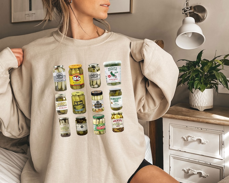 Vintage Dosen Pickles Sweatshirt, Canning Saison Sweatshirt, Pickle Liebhaber Sweatshirt, Hausgemachte Pickles Sweatshirt, Gurkenglas Sweatshirt, Bild 7