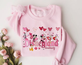 Disneyland Hearts  Sweatshirt, Disneyland Valentines Sweater, Mickey And Friends Valentine Sweatshirt, Valentines Day Sweatshirt