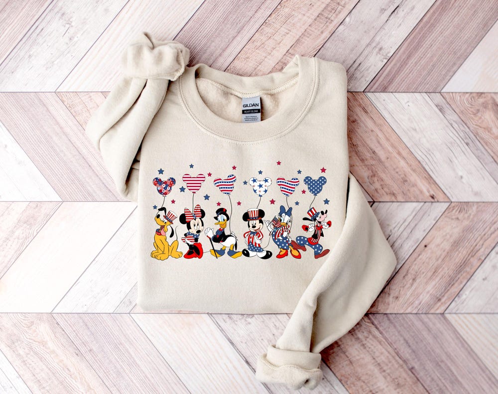 4Th Of July Mickey & Friends Sweatshirt, Disney Family Sweatshirt, 4Th Of July Sweatshirt, Disney Freedom Sweatshirt, Disney Sweatshirt New Fashion