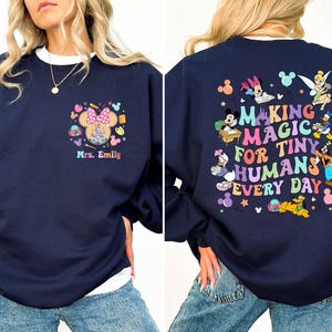 Personalized Minnie Teacher Sweatshirt, Teacher Gift, Magic Kingdom Sweatshirt, Custom Name Disney Teacher Sweatshirt, Disney School Sweater