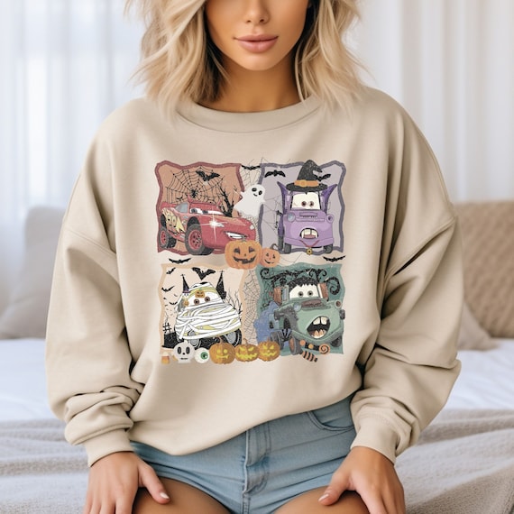 Disney Cars Halloween Sweatshirt Lightning Mcqueen Sweatshirt Radiator Springs Halloween Sweater Spooky Season Sweater Pumpkin Hoodie Etsy