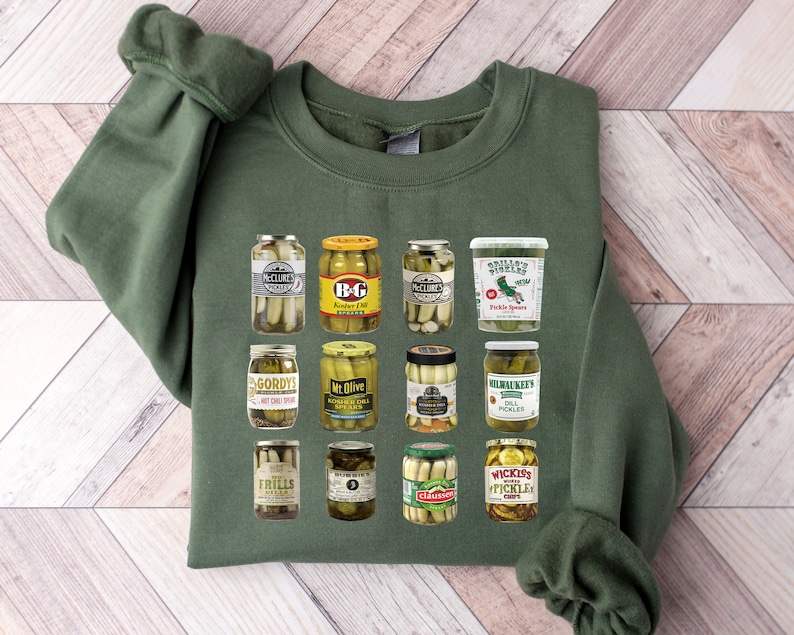 Vintage Dosen Pickles Sweatshirt, Canning Saison Sweatshirt, Pickle Liebhaber Sweatshirt, Hausgemachte Pickles Sweatshirt, Gurkenglas Sweatshirt, Bild 1