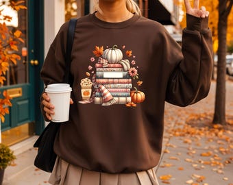 Fall Pumpkin Book Sweatshirt, Thanksgiving Book Reader Sweatshirt, Pumpkin Sweater, Fall Gift, Autumn Sweatshirt, Autumn Book Lover Hoodie