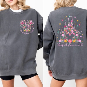 Comfort Colors® Floral Disney Castle Sweatshirt, Magical Castle, Happiest Place On Earth Sweatshirt, Mickey & Minnie Hoodie, Magic Kingdom
