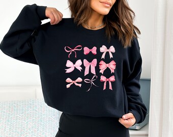 Bow Sweatshirt, Ribbon Sweatshirt, Pink Sweatshirt, Ribbon