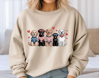 Patriotic Dogs Sweatshirt, 4th Of July Party Sweatshirt, America Anniversary Sweatshirt, USA Flag Hoodie, Dog Lover Gift