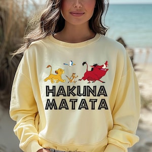 Comfort Colors® Lion King Simba Timon Pumbaa Zazu Sweatshirt, Disney Lion King Hoodie, Disney Hakuna Matata Sweatshirt, Disney Family Trip