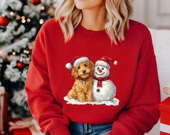 Sweatshirt hond en sneeuwpop, kersthondsweater, vakantiesweater, kerstmansweater, hoodie hondenliefhebber