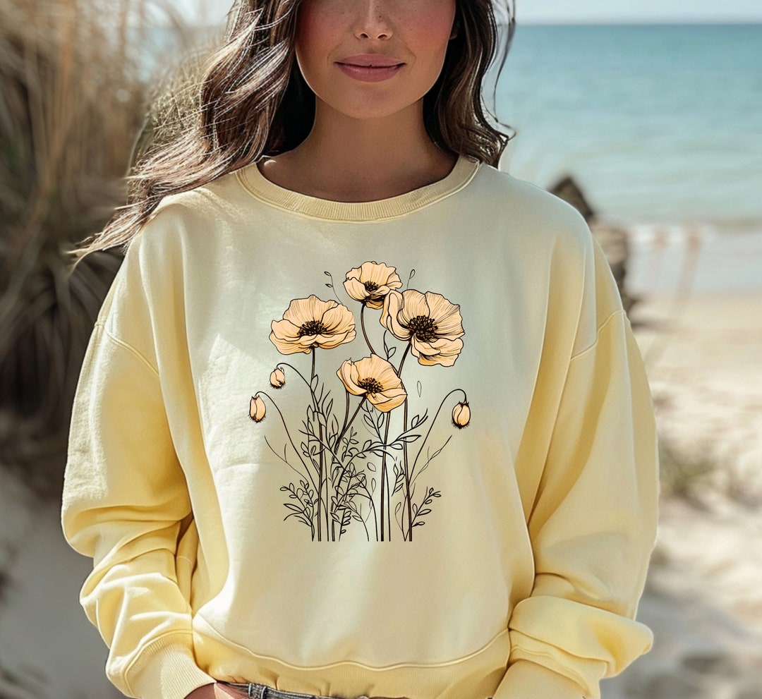 Comfort Colors Floral Sweatshirt, Wildflower Bouquet Sweater - Etsy