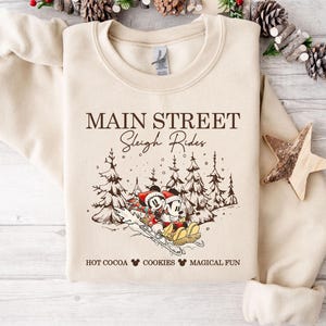 Retro Mickey Minnie Sleigh Rides Sweatshirt, Disney Christmas Sweatshirt, Mickey Minnie Christmas Sweatshirt, Christmas Tree Sweatshirt