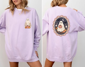 Bluza Comfort Colors® Vintage Halloween Ghost, Bluza z kwiatowym motywem ducha, Upiorna bluza, Bluza z kapturem z dynią, Prezent na Halloween