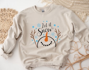 Let It Snow Snowman Christmas Sweatshirt, Unisex Holiday Tee
