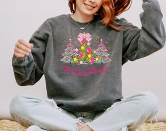 Comfort Colors Merry Christmas Tree Hoodie, Garment-Dyed Sweatshirt