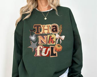 Thankful Sweatshirt, Fall Sweatshirt, Thanksgiving Gift, Pumpkin Sweatshirt