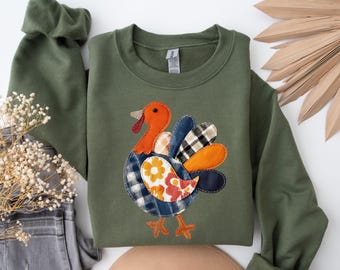 Patchwork Turkey Sweatshirt, Turkey Thanksgiving Sweatshirt, Turkey Sweatshirt, Thanksgiving Turkey Squad Sweatshirt, Thanksgiving Gift