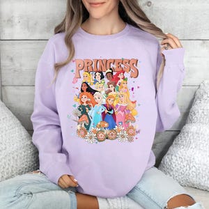 Comfort Colors® Floral Disney Princess Group Sweatshirt, Disney Princess Characters Flower Sweatshirt, Magic Kingdom, Disney Family Trip