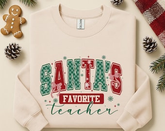Bluza świąteczna dla nauczyciela, ulubiona bluza nauczyciela Świętego Mikołaja, prezent świąteczny, bluza z kapturem dla nauczyciela na święta, świąteczna bluza szkolna
