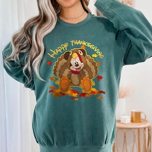 Sudadera con capucha Comfort Colors® Disney Thanksgiving Turkey, sudadera Mickey Turkey Disney Happy Thanksgiving, sudadera con capucha de otoño, Mickey Thanksgiving