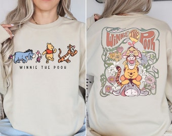 Retro Winnie The Pooh Sweatshirt, Winnie The Pooh And Friends Sweatshirt, Disney Pooh Bear Back Front Sweatshirt, Disney Family Sweatshirt