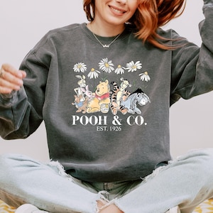 Comfort Colors® Floral Winnie The Pooh Sweatshirt, Pooh Co Sweatshirt, Disney Hoodie, Pooh & Friends Sweatshirt, Disney Family, Disney Gift