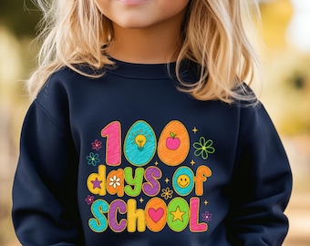 Floral 100 Days Of School Kids Sweatshirt, Teacher Hoodie, Celebration Sweatshirt, Student Sweatshirt, School Crewneck, Teacher Gift