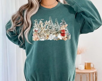 Comfort Colors® Cute Christmas Hoodie, Rabbit Christmas Sweatshirt, Xmas Gift, Rabbit Mama Gift, Family Christmas Sweater, Holiday Hoodie
