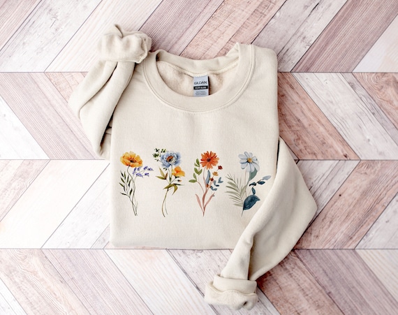Flower Sweatshirt, Nature Flower Sweatshirt, Botanical Floral Sweatshirt, Cute Flower Sweatshirt, Floral Graphic Sweatshirt, Floral Hoodie