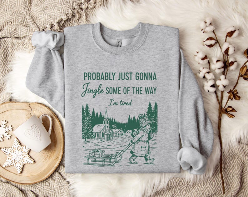 Sudadera "Probablemente solo voy a tintinear", sudadera navideña, sudadera de invierno para mujer, sudadera retro navideña imagen 3