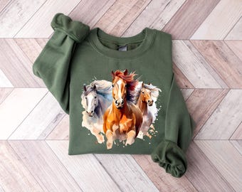 Western Horses Sweatshirt, Horse Sweatshirt, Horse Lovers Sweatshirt, Western Sweatshirt, Cute Women Sweatshirt, Cute Women Western Gift,