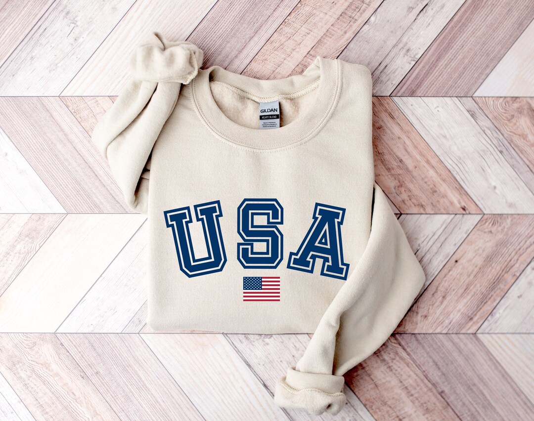 US Flag Round Neck Long Sleeve Sweatshirt