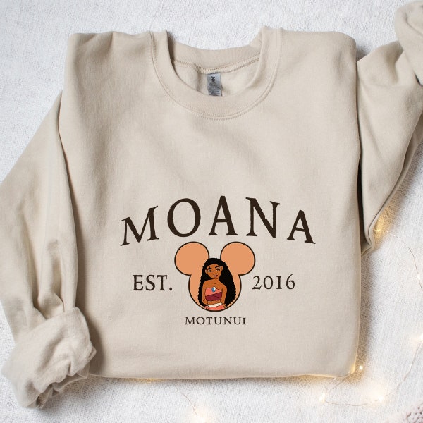 Disney Moana Princess Est 2016 Sweatshirt, Disney Princess Sweat, Princess Moana Sweat, Princess Squad Girl Matching, Moana and Maui,