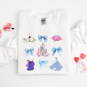 Disney Cinderella Watercolor Coquette Bow Sweatshirt, Magic Kingdom, Disneyland Hoodie, Disney Cinderella Princess Sweatshirt, Disney Trip