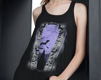 Gothic Coffin Bats Tank Top - Lunar Witch Sleeveless Top