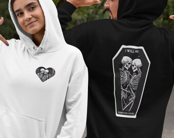 Sudadera con capucha de esqueleto gótico para San Valentín: Sudadera romántica oscura