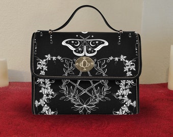 Gothic Luna Moth Pentacle Purse: Wicca Style Shoulder Bag
