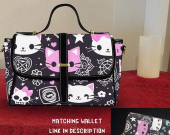 Pastel Goth Cat Crossbody Bag – Kawaii Style Satchel