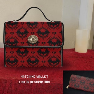 Gothic Bat Pattern Purse - Goth Bats Crossbody Bag - Elegant Bat Pattern Gothic Style Purse - Romantic Goth Bats Handbag