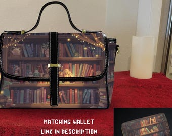 Whimsical Bookcase Crossbody Bag - Book Lover Shoulder Purse - Bibliophile Purse