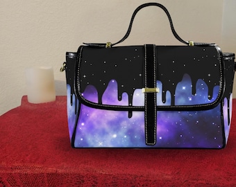 Bolso satchel Pastel Goth Galaxy – Bolso de hombro Purple Drip