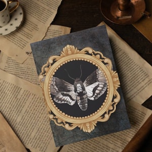 Gothic Deathshead Moth Hardcover Journal: Dark Academia Spell Book