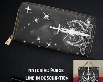 Goth-portemonnee - Celestial Sword-portemonnee - Moon Phases-portemonnee - Sword Moon-portemonnee met rits