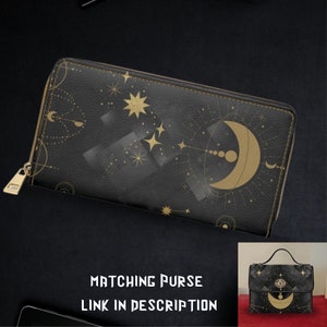 Gothic Geldbörse - Celestial Style Moon Wallet - Mond und Sterne Geldbörse - Celestial Moon Zipper Wallet