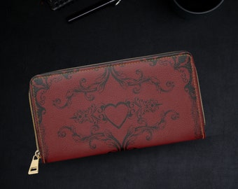 Carteira Dark Academia em couro sintético - Clutch Gótica