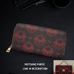 Cartera gótica - Cartera elegante con estampado de murciélago - Cartera estilo gótico - Accesorios elegantes
