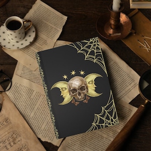 Dark Academia Journal -  Gothic Botanical Hardcover Journal Matte - Skull Moon Hardcover Journal - Skull Lover Notebook