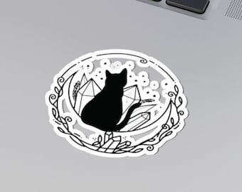 Adesivo con taglio a bacio con cristalli celestiali di gatto nero