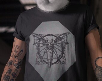 Gothic Bat Skeleton Shirt: Vintage-Inspired Retro Tee